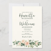 Invitation ensemble botanique floral vert script (Devant)