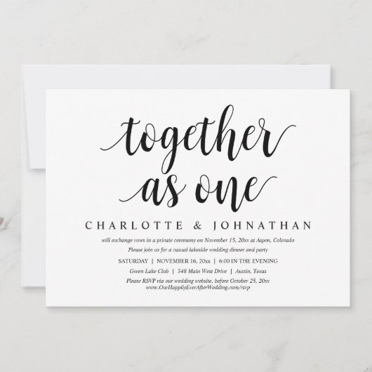 Invitation Ensemble comme un Mariage Elopement Dinner Party (Devant)