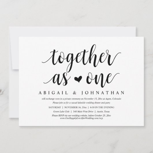 Invitation Ensemble comme un Mariage Elopement Dinner Party (Devant)