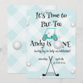 Invitation Ensemble d'anniversaire de thème de golf (Devant / Derrière)