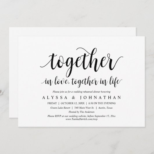 Invitation Ensemble dans l'amour, Ensemble dans la vie, Céléb (Devant / Derrière)