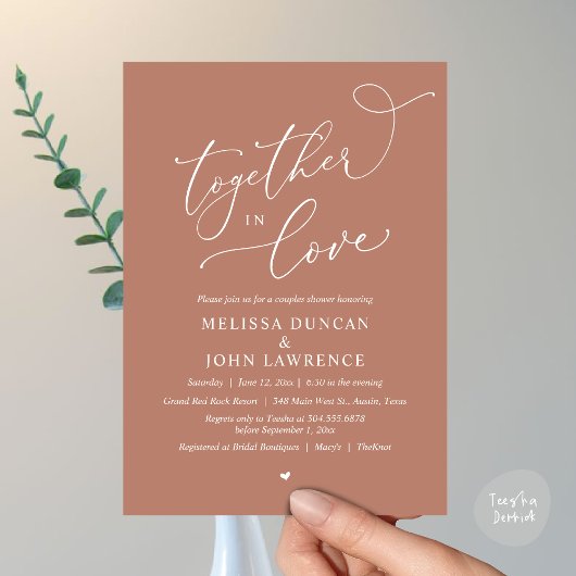 Invitation Ensemble dans l'amour, Romantique Couples Douche P