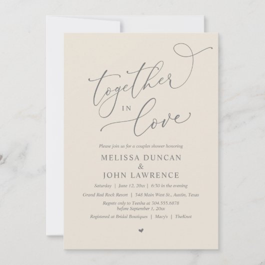 Invitation Ensemble dans l'amour, Romantique Couples Douche P (Devant)