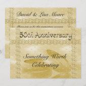Invitation Ensemble de bagues d'anniversaire dorées de l'amou (Devant / Derrière)