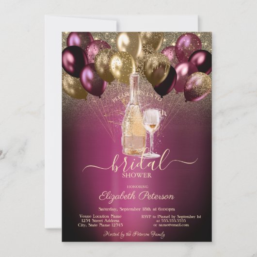 Invitation Ensemble de ballons de Bourgogne pour vin Glitter (Devant)