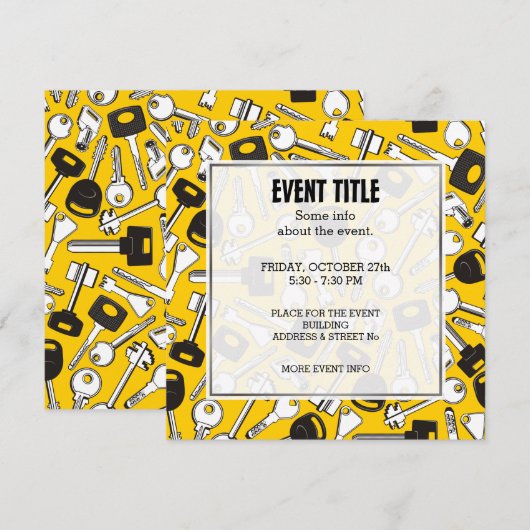 Invitation Ensemble de clés Carré Arrière - plan (Devant / Derrière)