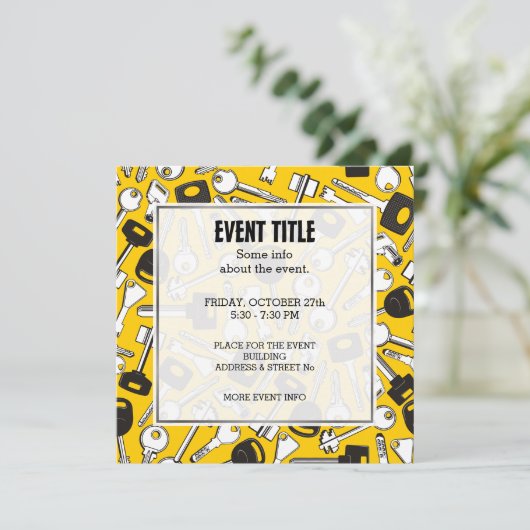 Invitation Ensemble de clés Carré Arrière - plan (Debout devant)