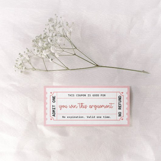 Invitation Ensemble de Coupons d'Amour Romantique pour lui ou