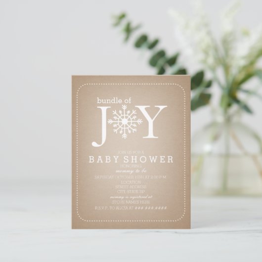 Invitation Ensemble De Joy Baby shower Flocon De Neige - Card (Debout devant)