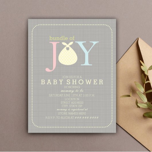 Invitation Ensemble De Joy Baby shower Neutre