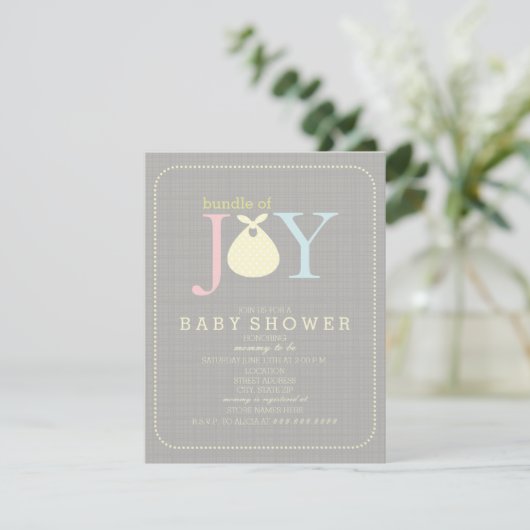 Invitation Ensemble De Joy Baby shower Neutre (Debout devant)