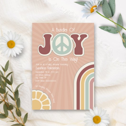 Invitation Ensemble de Joy Muted Rainbow Peace Sign Baby show