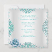 Invitation Ensemble de mariage élégant avec roses bleu sarcel (Dos)