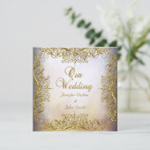 Invitation Ensemble de mariage élégant élite Beige Or (Debout devant)