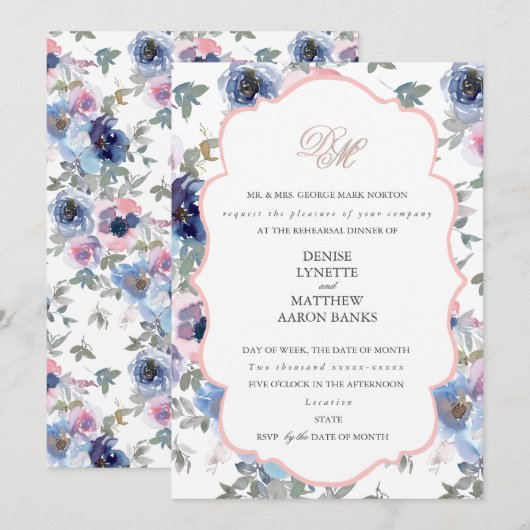 Invitation Ensemble de mariage tendre rose filandreux (Devant / Derrière)