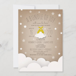Invitation Ensemble de nuages de joie + Baby shower des étoil