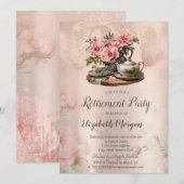 Invitation Ensemble de thé vintage floral Retraite  (Devant / Derrière)
