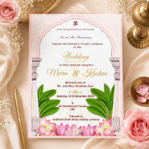 Ensemble d'invitation de mariage du temple du lotu