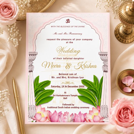 Invitation Ensemble d'invitation de mariage du temple du lotu