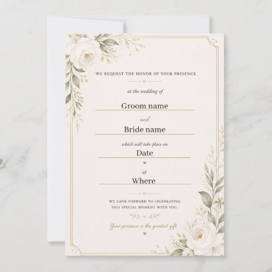 Invitation Ensemble d'invitation de mariage floral élégant (Devant)