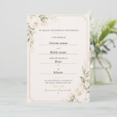 Invitation Ensemble d'invitation de mariage floral élégant (Debout devant)
