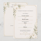 Invitation Ensemble d'invitation de mariage floral élégant (Devant / Derrière)