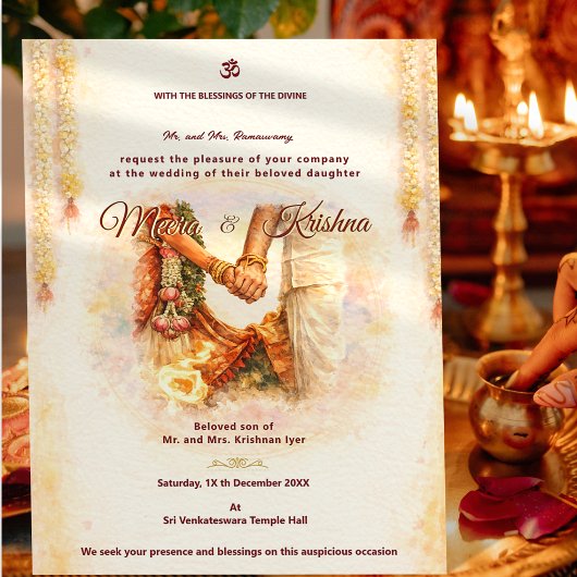 Invitation Ensemble d'invitation de mariage pour temple indie