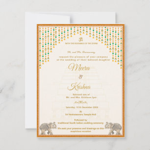 Invitation Ensemble d'invitation de mariage pour temple sud-i