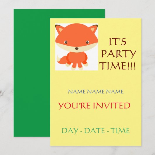 Invitation ensemble d'invitations d'anniversaire pour enfants (Devant / Derrière)