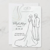 Invitation Ensemble Élégant d'Arche Florale pour Mariage (Devant)