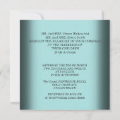Invitation Ensemble élégant de mariage orné bleu or (Dos)