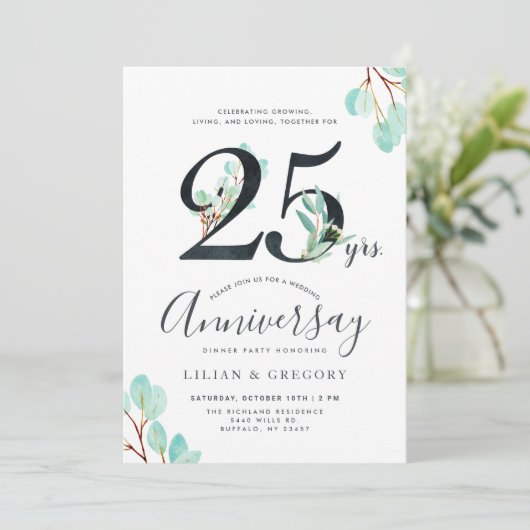Invitation Ensemble en croissance Thème Eucalyptus 25e Annive (Debout devant)