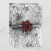 Invitation Ensemble gothique Faded Red Floral Mariage Accesso (Devant / Derrière)