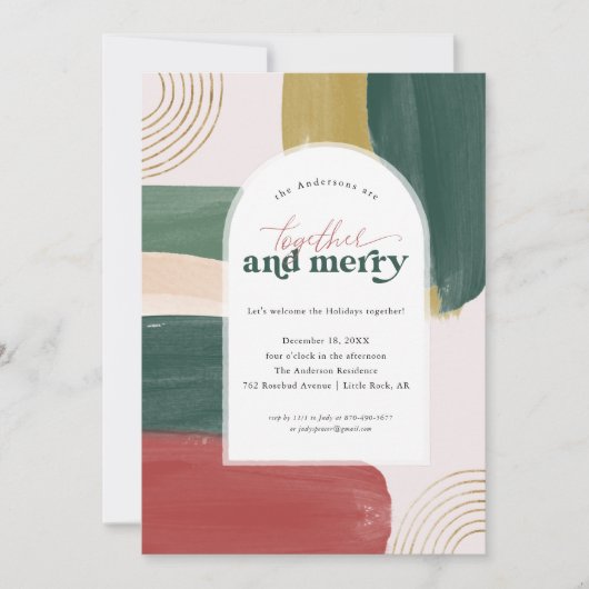 Invitation Ensemble & Joyeux | Fête de Noël moderne (Devant)