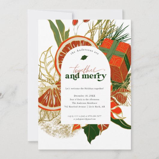 Invitation Ensemble & Joyeux | Fête de Noël moderne (Devant)