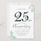 Invitation Ensemble pour 25 ans d'anniversaire Thème Eucalypt (Devant)