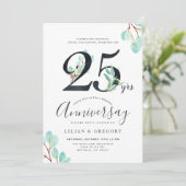Invitation Ensemble pour 25 ans d'anniversaire Thème Eucalypt (Debout devant)