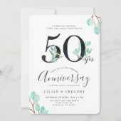 Invitation Ensemble pour le 50e anniversaire - Thème Eucalypt (Devant)