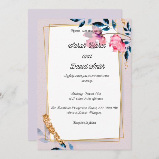 Invitation Ensemble pour toujours mariage (Devant / Derrière)