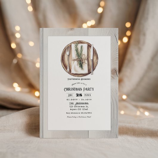 Invitation Ensemble Réinventé Fête de Noël Rustique