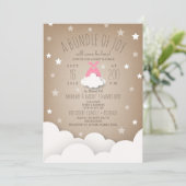 Invitation Ensemble rose de nuages de joie + Baby shower des (Debout devant)