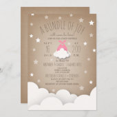 Invitation Ensemble rose de nuages de joie + Baby shower des (Devant / Derrière)