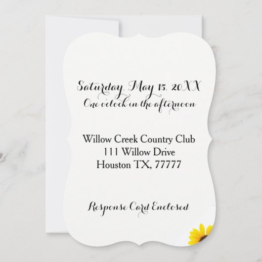 Invitation ensoleillée de tournesol (Dos)