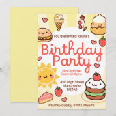 Invitation ensoleillée pour anniversaire. (Devant / Derrière)