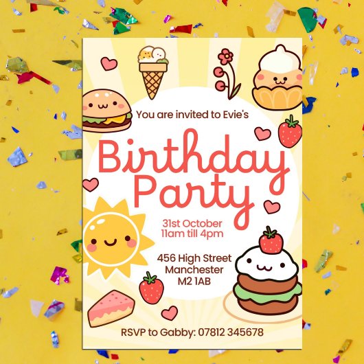 Invitation ensoleillée pour anniversaire.  