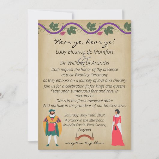 Invitation ENTENDS-LE ! Mariage médiéval Faux Parchment (Devant)