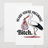 Invitation Entendu dire que vous êtes enceinte Funny Stork Gr (Devant / Derrière)