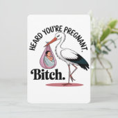 Invitation Entendu dire que vous êtes enceinte Funny Stork Gr (Debout devant)