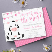 Invitation Entendu l'Anniversaire de la vache rose Moos