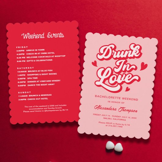 Invitation Enterrée de vie de jeune fille 'Ivre d'amour'